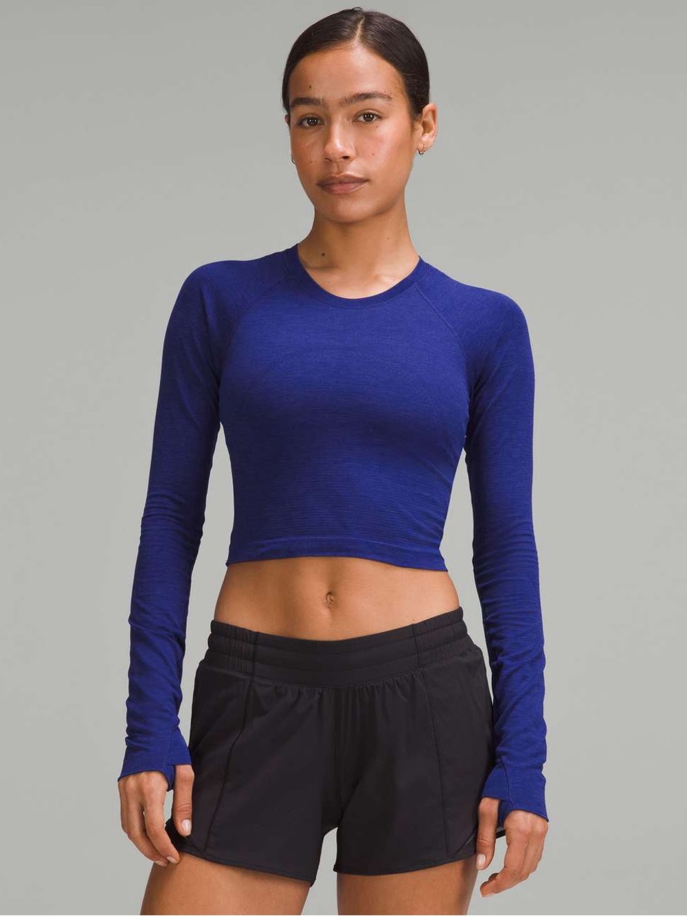 Lululemon Swiftly Tech Cropped Long-Sleeve Shirt 2.0 size 6 in Larkspur Blue